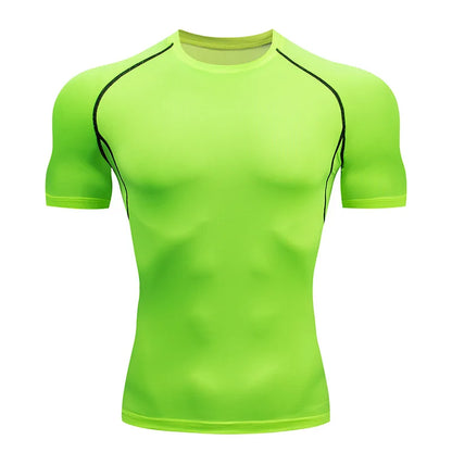 Men's Compression Running Sport Shirt - Short Sleeve Quick Dry Fitness Tight Soccer Jersey