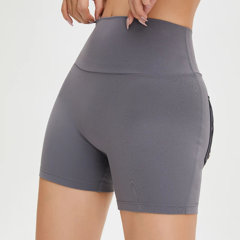 SOISOU Tight Women's Shorts Sexy Cycling Shorts Elastic High Waist Shorts Back Pockets Breathable Sport Shorts ropa de mujer