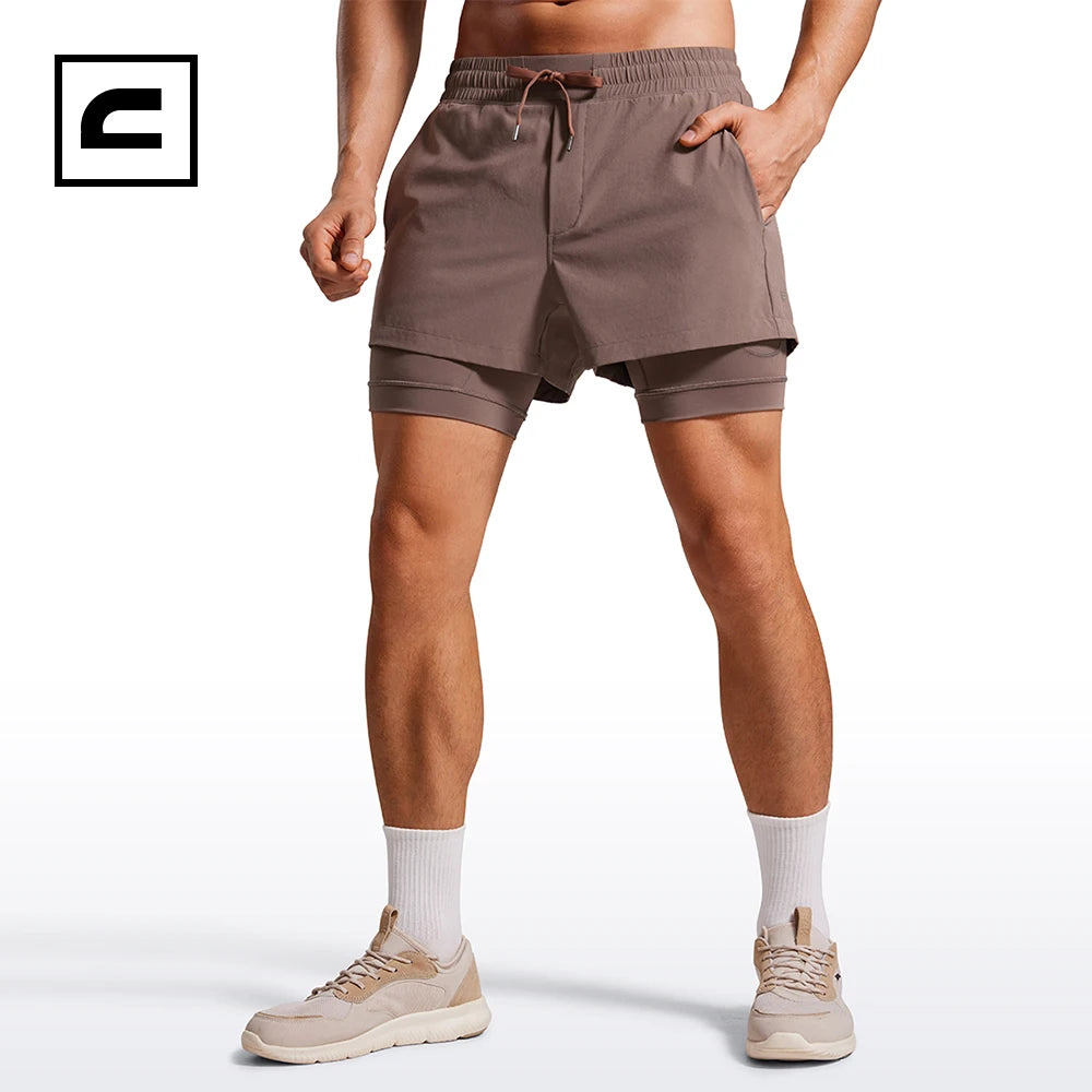 CRZ YOGA 2 in 1 Mens Athletic Shorts 3.5'' with Liner Quick Dry Lightweight Running Gym Shorts with Zip Pockets