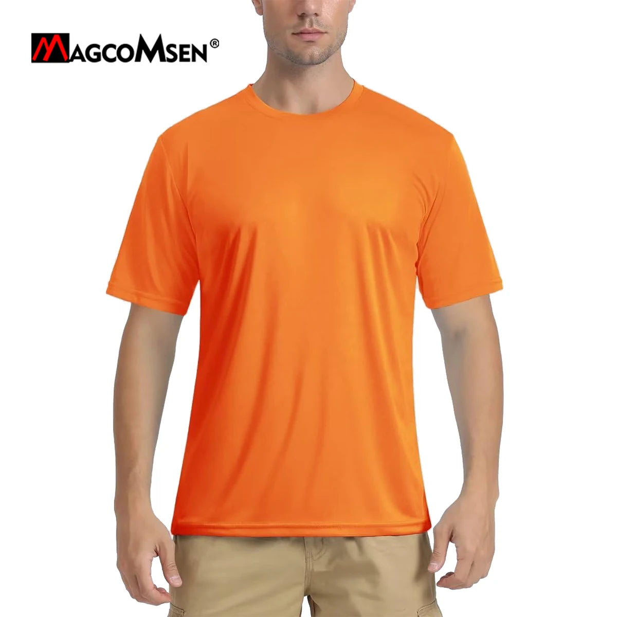 MAGCOMSEN Men's UPF50+ UV Protection T-shirt Short Sleeve Quick Dry Sport Tees for Running Workout Surf Swim Rash Guard Shirt