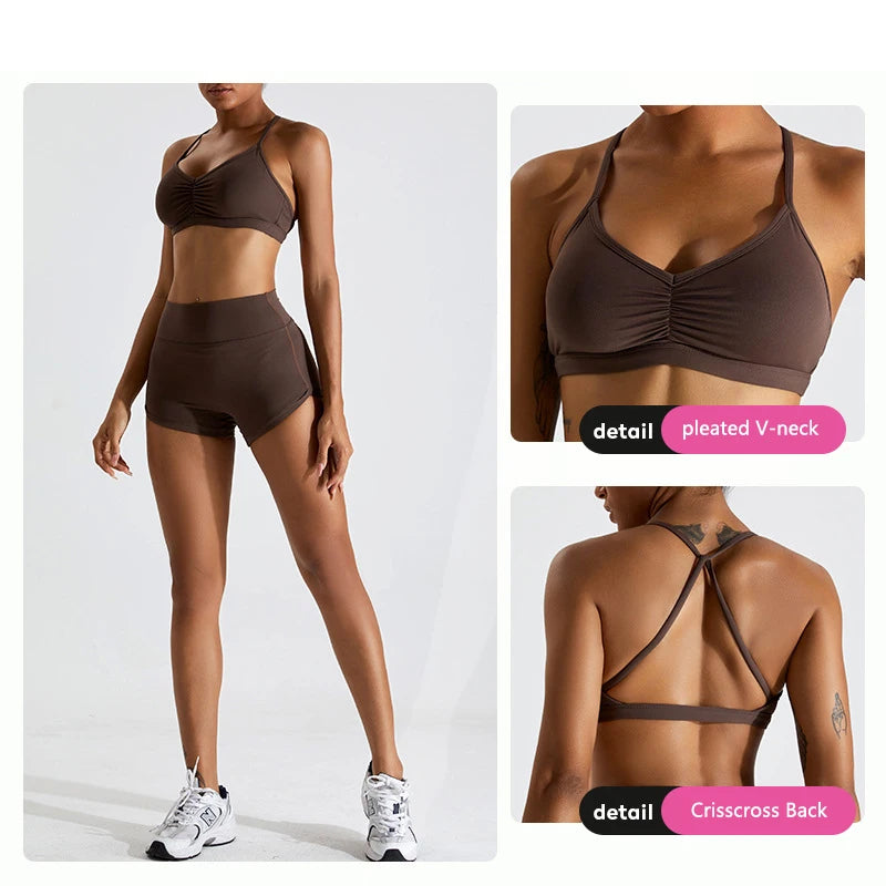 Hearuisavy Scrunch Sports Bra Gym Top