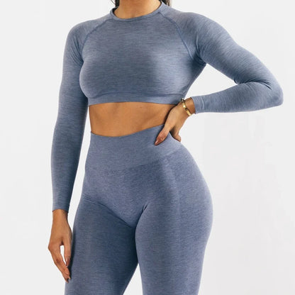 2-Piece Seamless Yoga Set for Women - Scrunch Butt Leggings & Amplify Crop Top