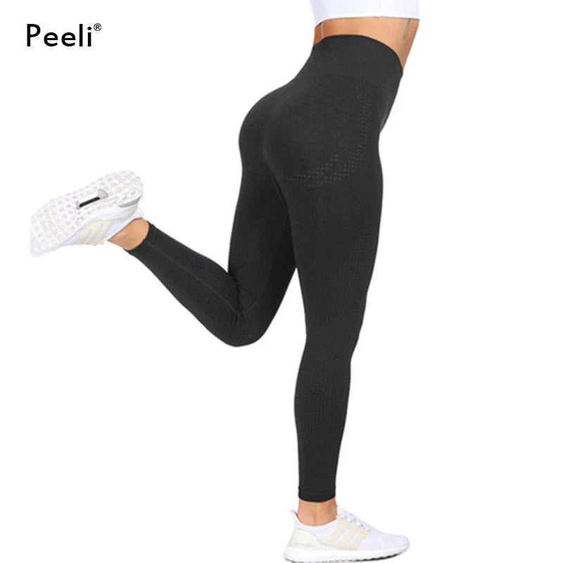 Peeli High Waist Seamless Leggings Push Up Tummy Control