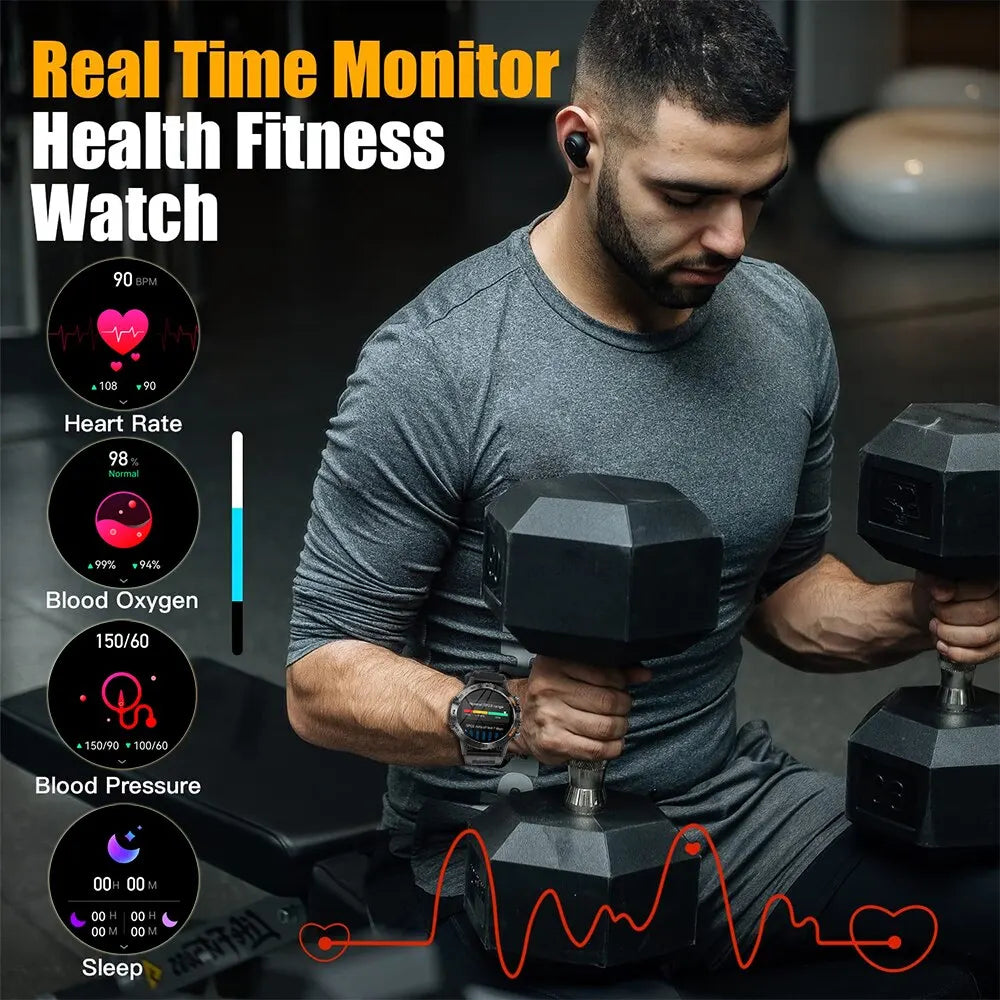 MEVADEN Steel 1.39 Bluetooth Call Smart Watch Men Sports Fitness Tracker Watches IP67 Waterproof Smartwatch for Android IOS K52