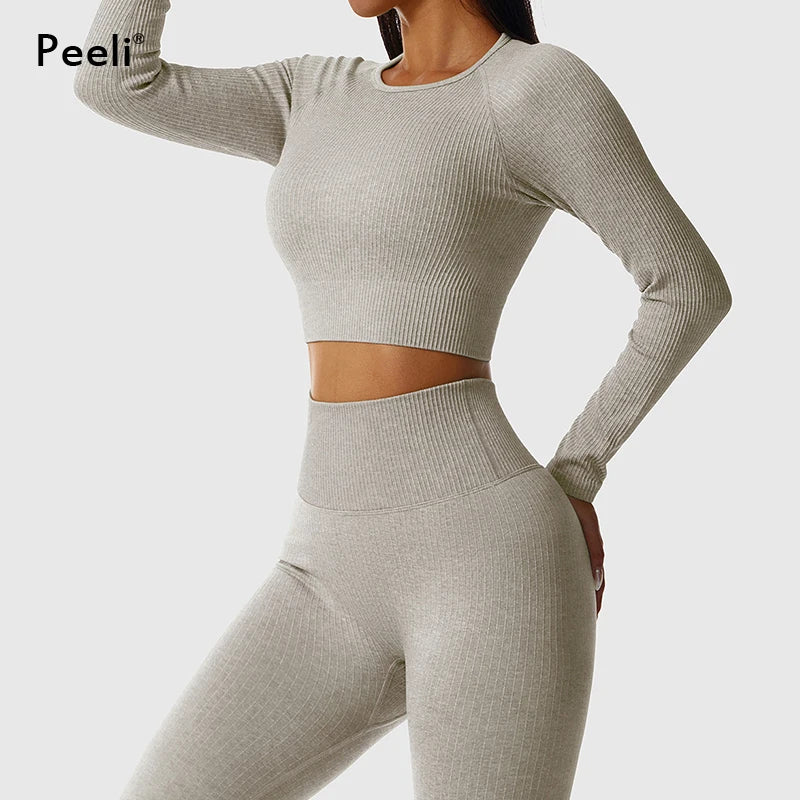 2/3-Piece Seamless Yoga Set for Women - Gym Wear with Sports Bra, Crop Top & High Waist Leggings