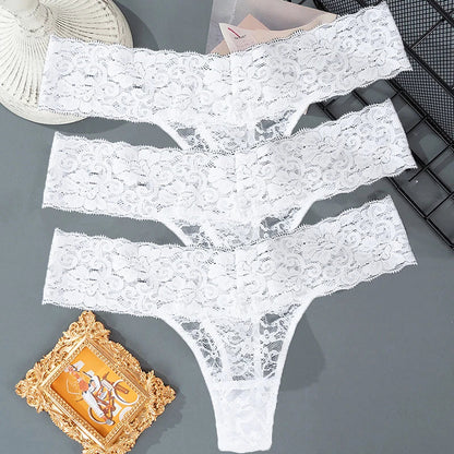 Women's Floral Lace Low-Rise Thongs – 3-Pack