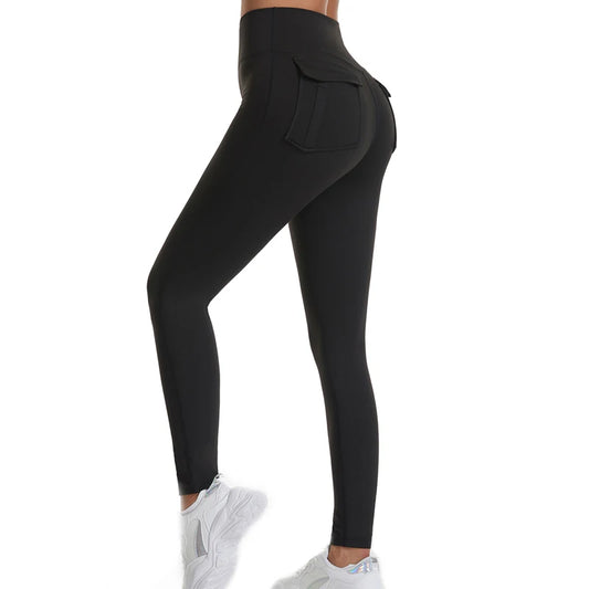 High-Waisted Cargo Leggings with Pockets - Women’s Butt-Lifting Yoga Workout Pants