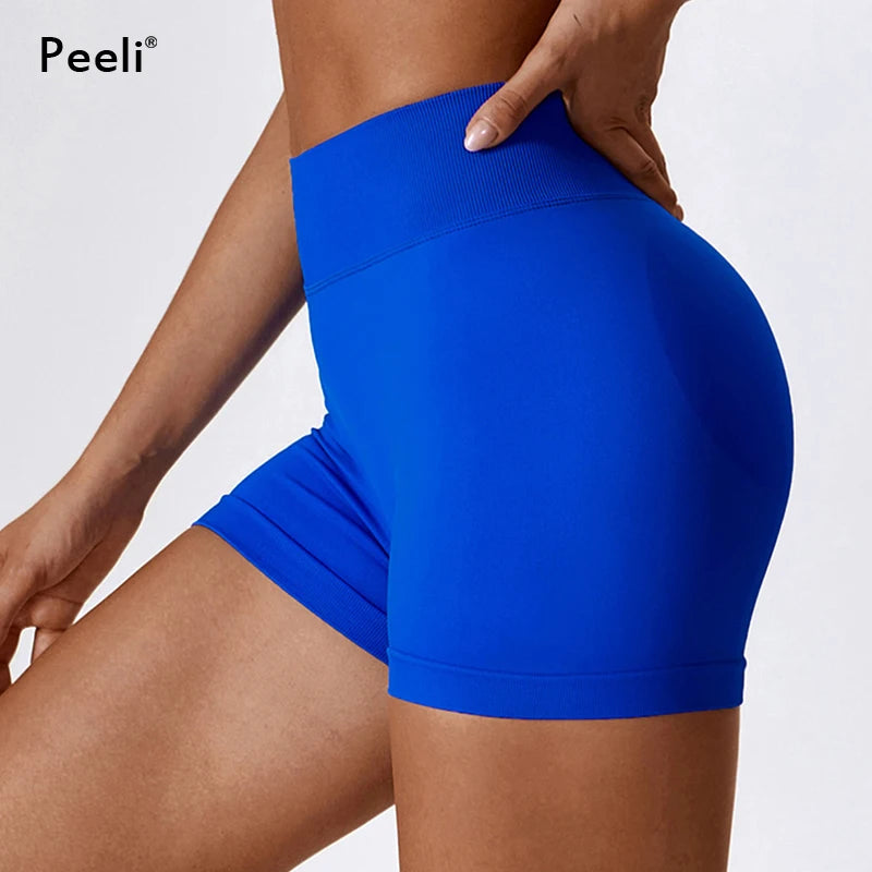 V Back Seamless Shorts Women Sports Shorts Cycling Yoga Shorts Scrunch Butt Biker Fitness High Waist Gym Shorts Leggings Woman