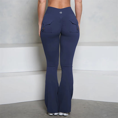 GymBum High Waist Flare Leggings with Scrunch & Pockets