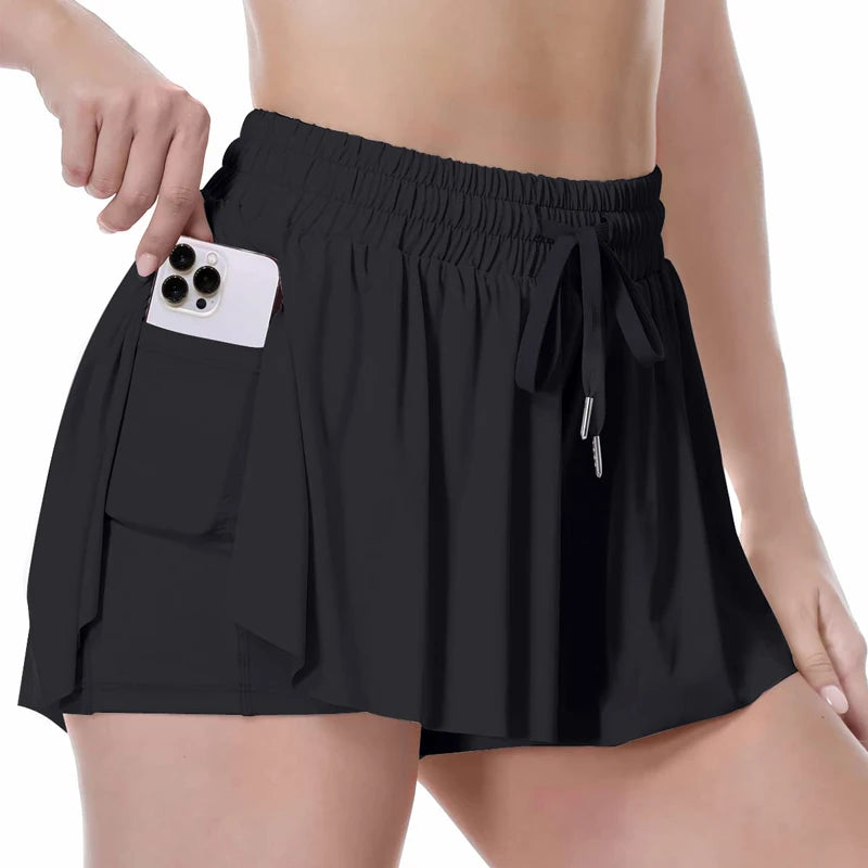 High-Waist Tummy Control Athletic Shorts for Women - Gym, Running, and Yoga Biker Shorts with Pockets