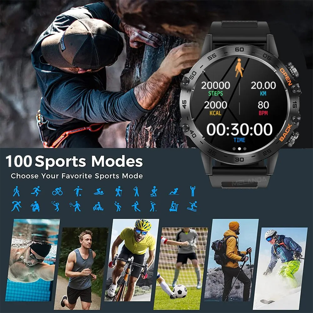 MEVADEN Steel 1.39 Bluetooth Call Smart Watch Men Sports Fitness Tracker Watches IP67 Waterproof Smartwatch for Android IOS K52