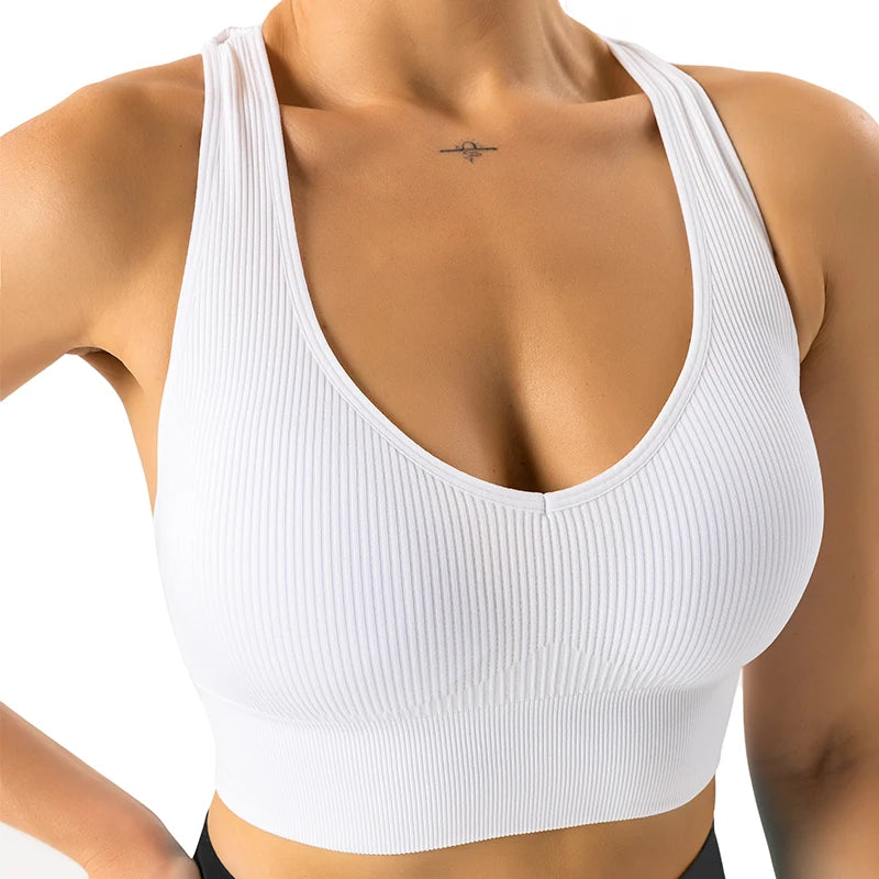 Galaxy Ribbed Seamless Sports Bra - Breathable Fitness Top