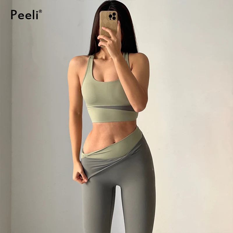 Womens athletic 2 Piece Gym Set Workout Outfits Sportswear