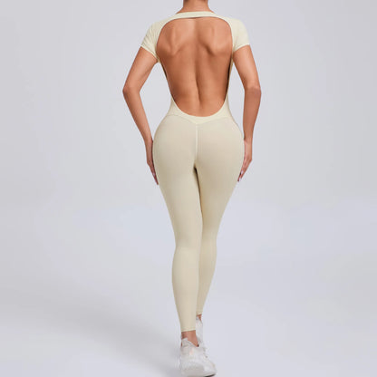 One-piece Long Sleeves Gym Bodysuit Set.