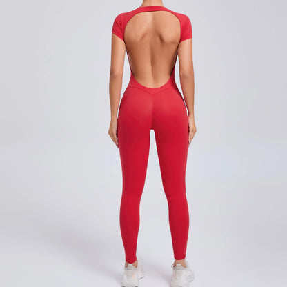 One-piece Long Sleeves Gym Bodysuit Set.