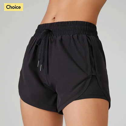 2-in-1 Yoga Shorts for Women - Elastic Summer Running & Workout Gym Sport Shorts