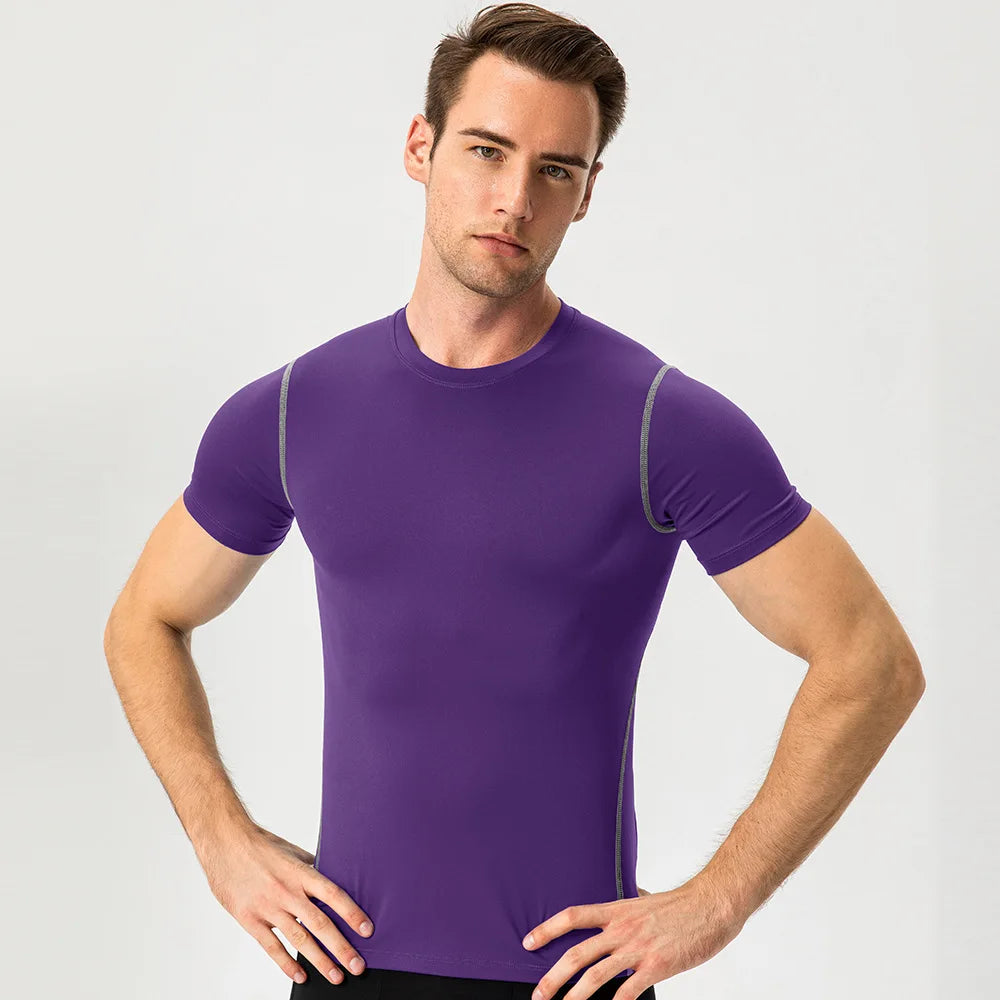 Men's Quick Dry Gym T-Shirt - Compression Running & Workout Sport Shirt