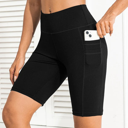 High-Waist Tummy Control Athletic Shorts for Women - Gym, Running, and Yoga Biker Shorts with Pockets