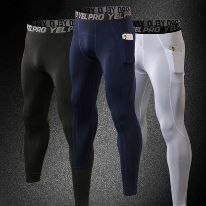 Winter Warm Fleece Lined Running & Skiing Tights for Men with Pockets