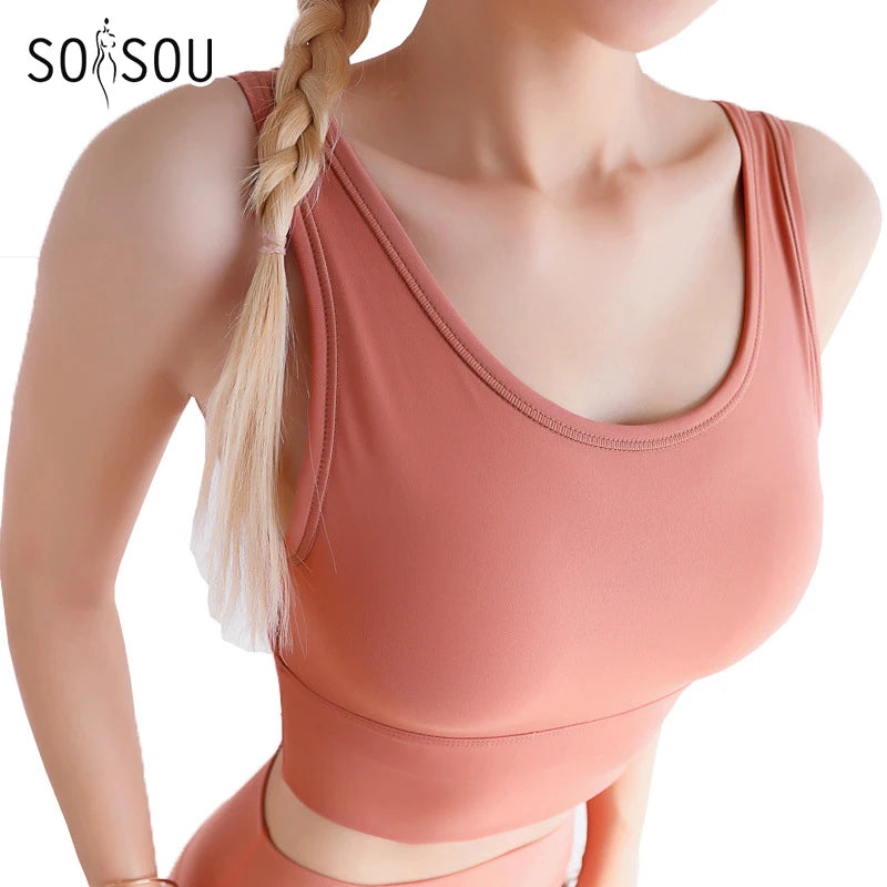 SOISOU Sport Top Women Bra Crop Top Women's Underwear Breathable Sports Bra Elastic Yoga Bra Women's Tube Top 8 Colors