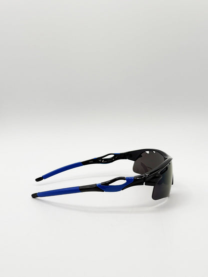Outdoor Sports Racer Sunglasses in Multi Blue with Hard Case