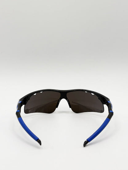 Outdoor Sports Racer Sunglasses in Multi Blue with Hard Case