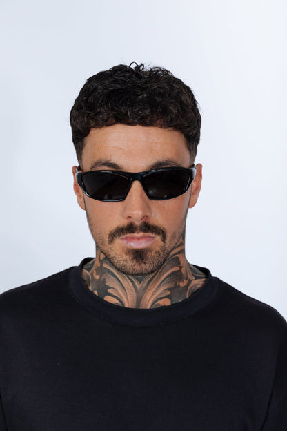 Outdoor Racer Sunglasses in Black Silver with Hard Case