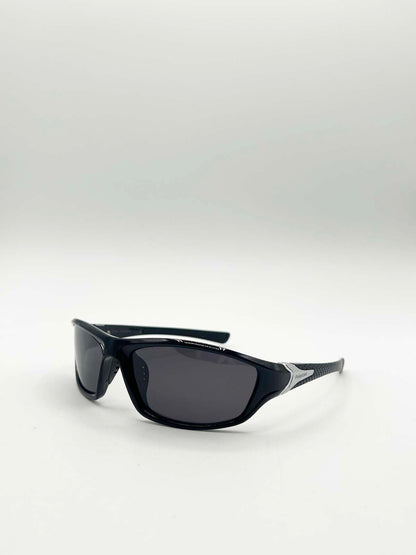 Outdoor Racer Sunglasses in Black Silver with Hard Case