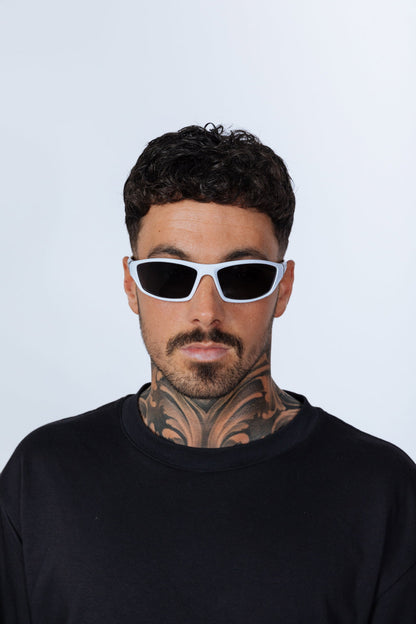 Outdoor Racer Sunglasses in White Black with Hard Case