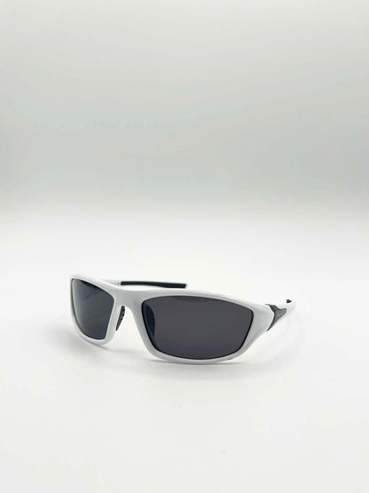 Outdoor Racer Sunglasses in White Black with Hard Case