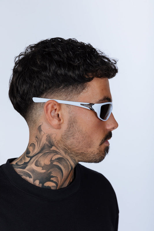 Outdoor Racer Sunglasses in White Black with Hard Case