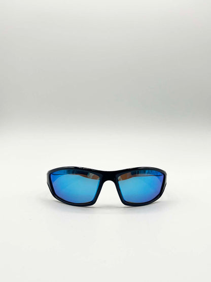 Outdoor Racer Sunglasses in Black Blue with Hard Case