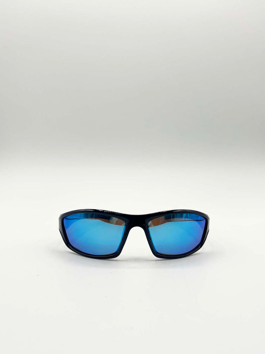 Outdoor Racer Sunglasses in Black Blue with Hard Case