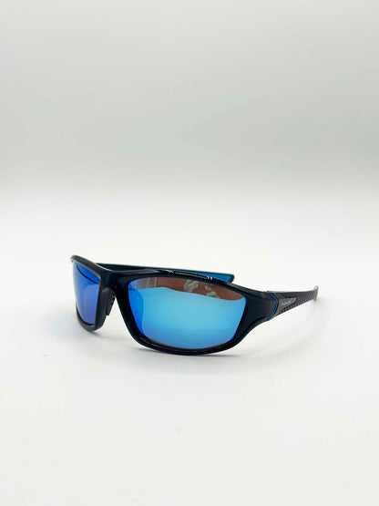 Outdoor Racer Sunglasses in Black Blue with Hard Case
