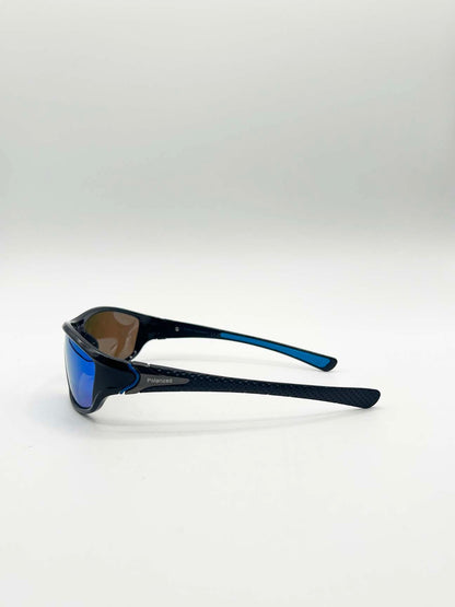 Outdoor Racer Sunglasses in Black Blue with Hard Case