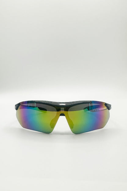 Outdoor Sports Racer Sunglasses In Black Multi With Case