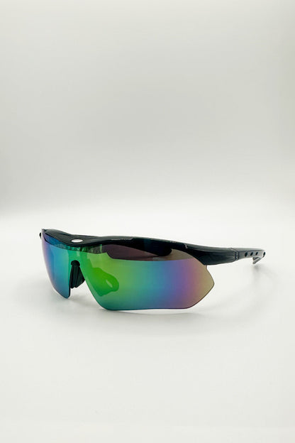 Outdoor Sports Racer Sunglasses In Black Multi With Case