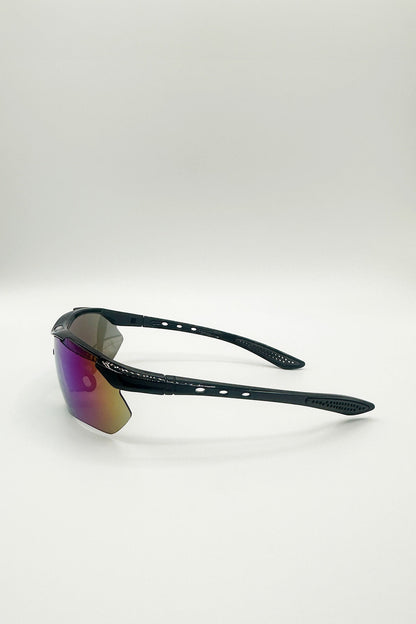 Outdoor Sports Racer Sunglasses In Black Multi With Case