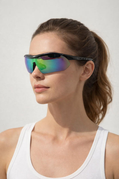 Outdoor Sports Racer Sunglasses In Black Multi With Case