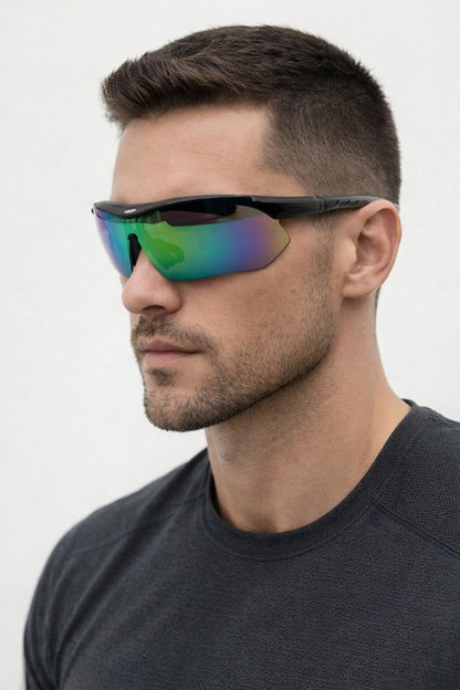 Outdoor Sports Racer Sunglasses In Black Multi With Case