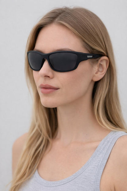 Basic Outdoor Sports Racer Sunglasses In Black With Case