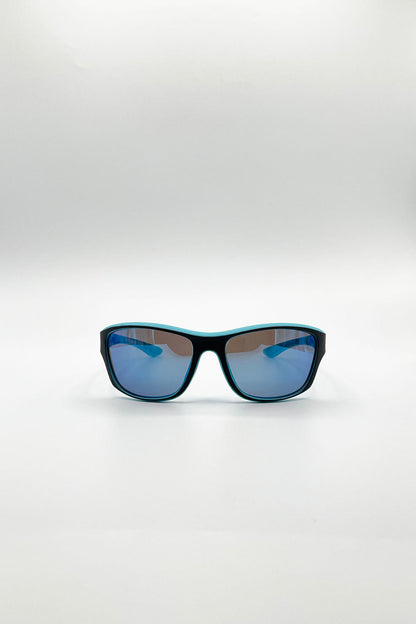 Basic Outdoor Sports Racer Sunglasses In Blue With Case
