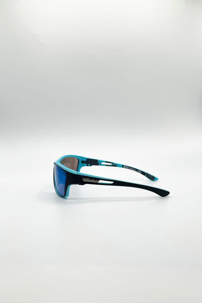 Basic Outdoor Sports Racer Sunglasses In Blue With Case