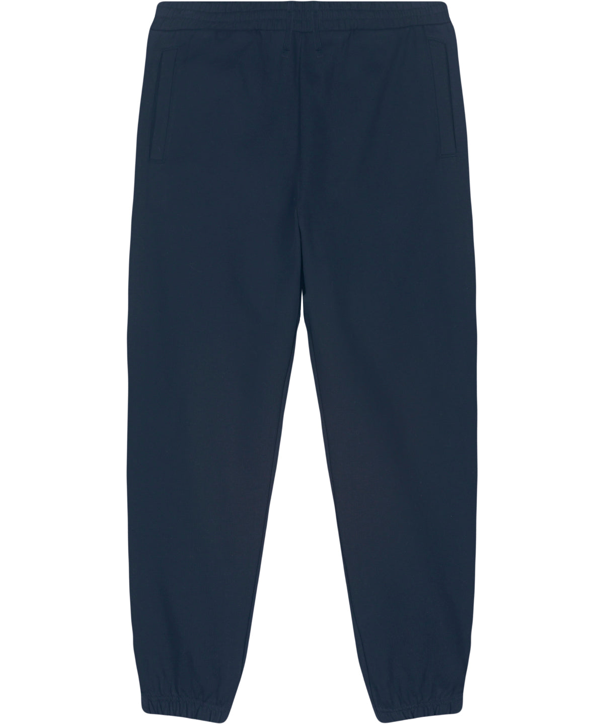 French Navy heavyweight sweatpants with elastic waistband, drawstring, and tapered cuffs