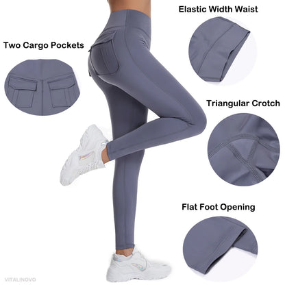 High-Waisted Cargo Leggings with Pockets - Women’s Butt-Lifting Yoga Workout Pants