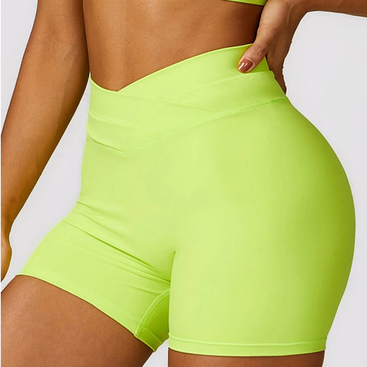 Women's High Waist Scrunch Yoga Shorts Cross Waist Pocket Yoga Pants Comfort Fitness Gym Tights Squat Proof Naked Feel Leggings
