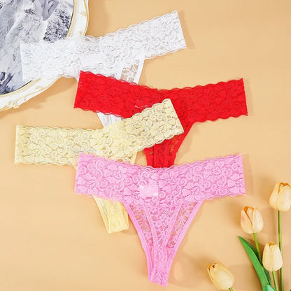 Women's Floral Lace Low-Rise Thongs – 3-Pack