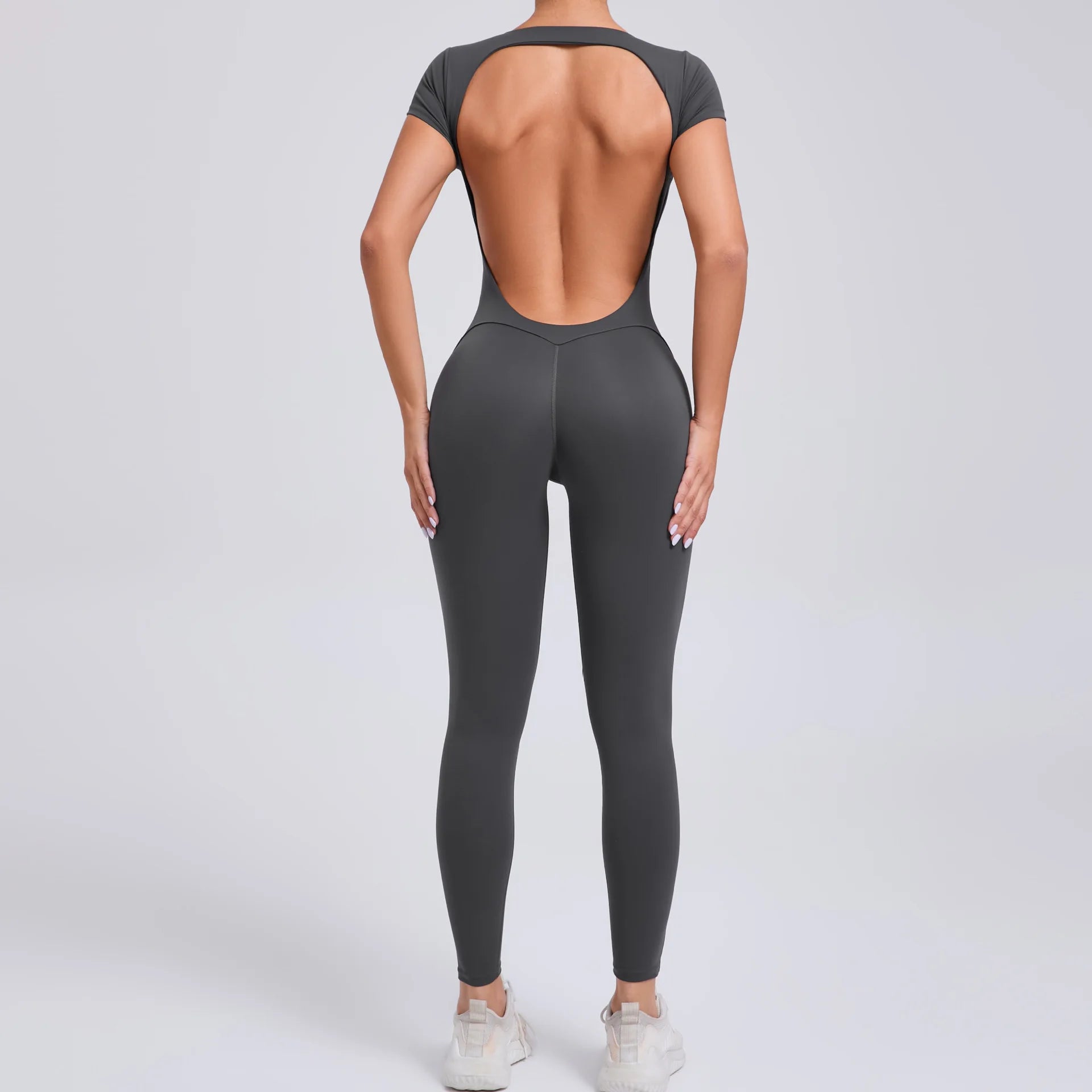 One-piece Long Sleeves Gym Bodysuit Set.