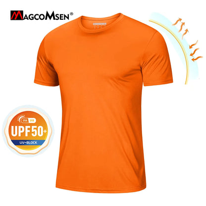 MAGCOMSEN Men's UPF50+ UV Protection T-shirt Short Sleeve Quick Dry Sport Tees for Running Workout Surf Swim Rash Guard Shirt