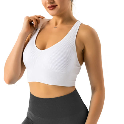 Galaxy Ribbed Seamless Sports Bra - Breathable Fitness Top